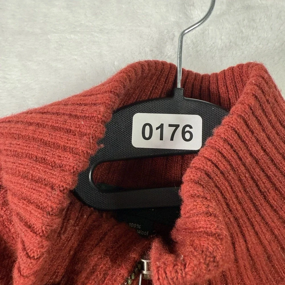 J. Crew Sweater 1/4 Zip Lambswool Mens‎ XLT Burnt Orange Red Classic Mock Neck
